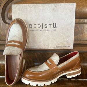 BED|STU  Brown and Cream Slip-On Loafers